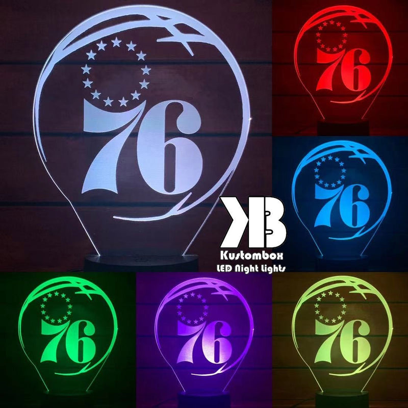 Philadelphia 76ersNBA 3D LED night light with USB power, fade and strobe lighting modes