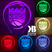 Sacramento Kings custom 3D LED lamp with engraved name, showing bright multi-colour glow