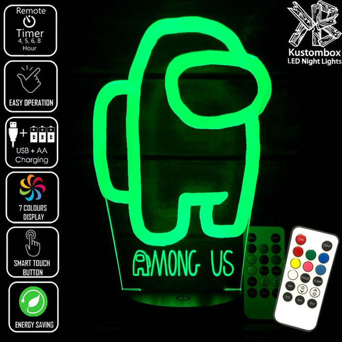 AMONG US CREWMATES IMPOSTER LED Night Light 7 Colours + Remote Control - Kustombox Night Lights & Ambient Lighting