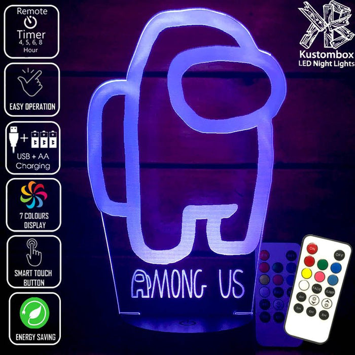 AMONG US CREWMATES IMPOSTER LED Night Light 7 Colours + Remote Control - Kustombox Night Lights & Ambient Lighting