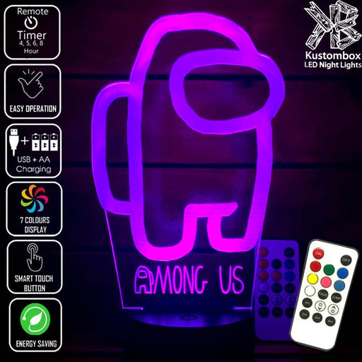 AMONG US CREWMATES IMPOSTER LED Night Light 7 Colours + Remote Control - Kustombox Night Lights & Ambient Lighting