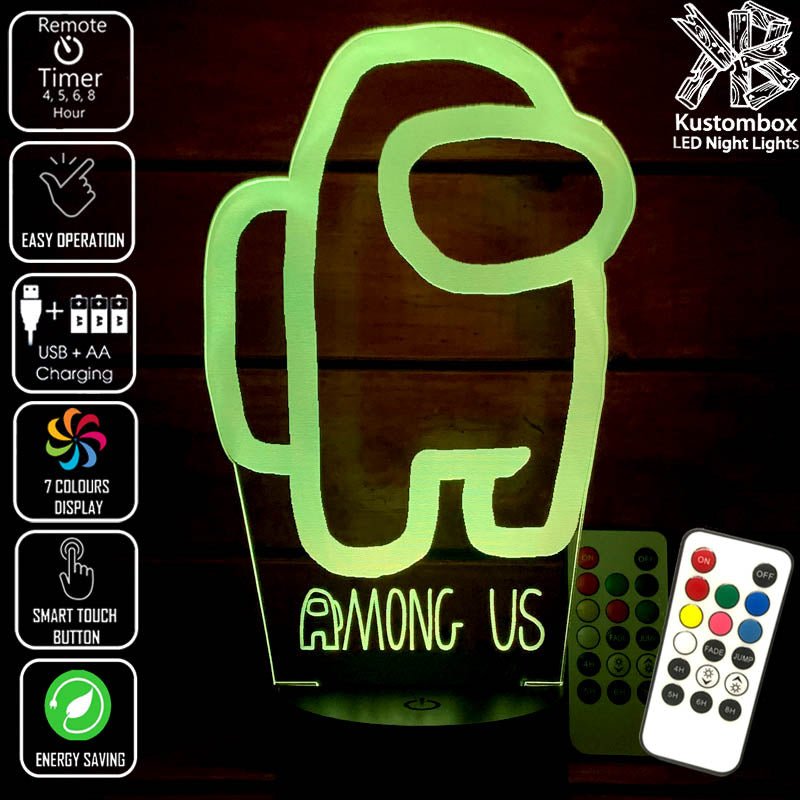 AMONG US CREWMATES IMPOSTER LED Night Light 7 Colours + Remote Control - Kustombox Night Lights & Ambient Lighting