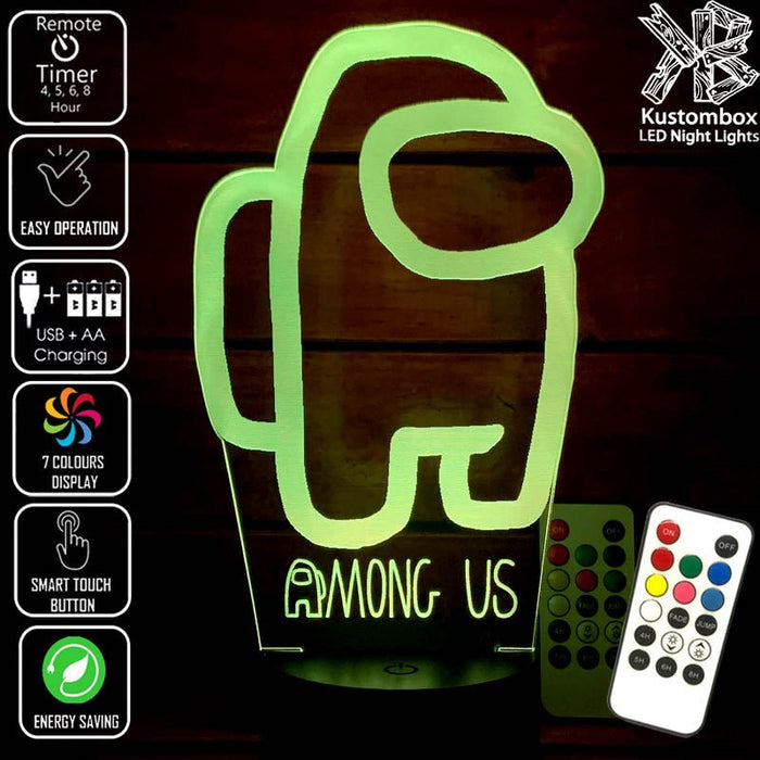 AMONG US CREWMATES IMPOSTER LED Night Light 7 Colours + Remote Control - Kustombox Night Lights & Ambient Lighting