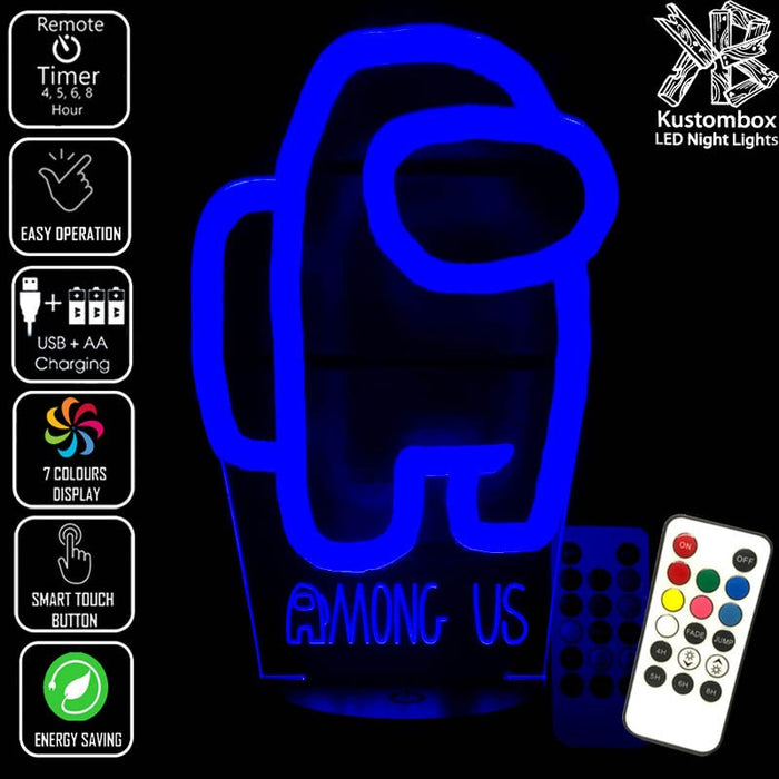 AMONG US CREWMATES IMPOSTER LED Night Light 7 Colours + Remote Control - Kustombox Night Lights & Ambient Lighting