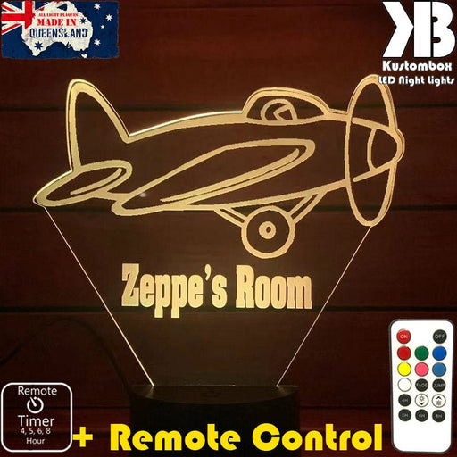 Areoplane Personalised Night Light 3D LED Night Light 7 Colours + Remote Control - Kustombox