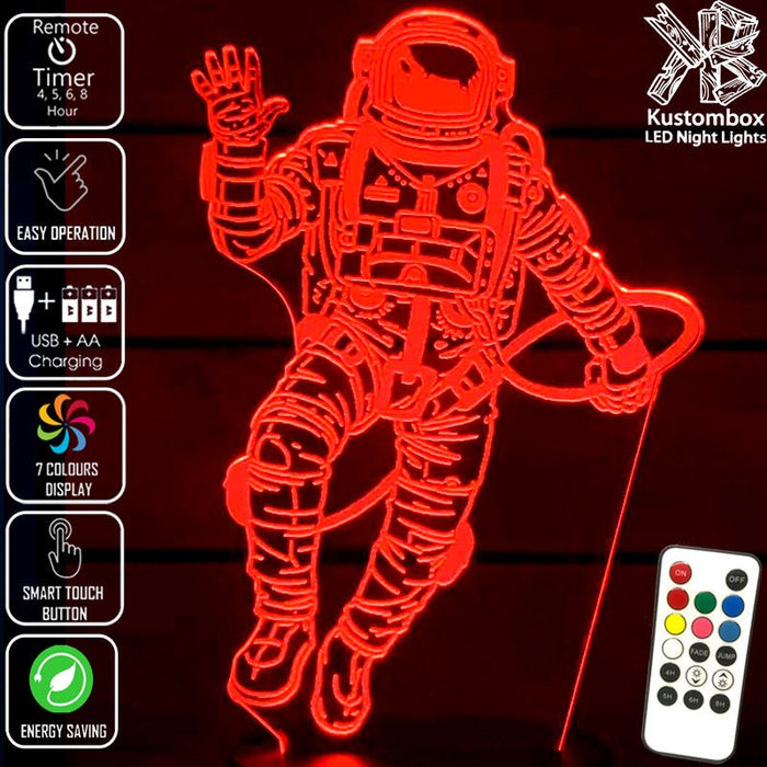 Astronaut Space Man LED Night Light 7 Colours + Remote Control - Kustombox