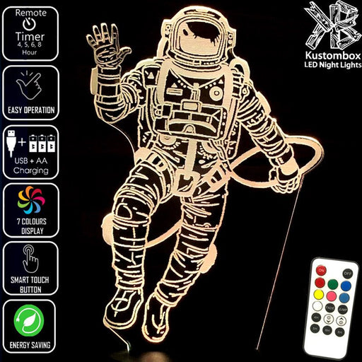 Astronaut Space Man LED Night Light 7 Colours + Remote Control - Kustombox