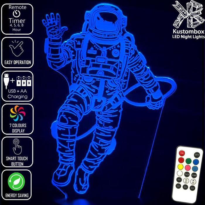 Astronaut Space Man LED Night Light 7 Colours + Remote Control - Kustombox