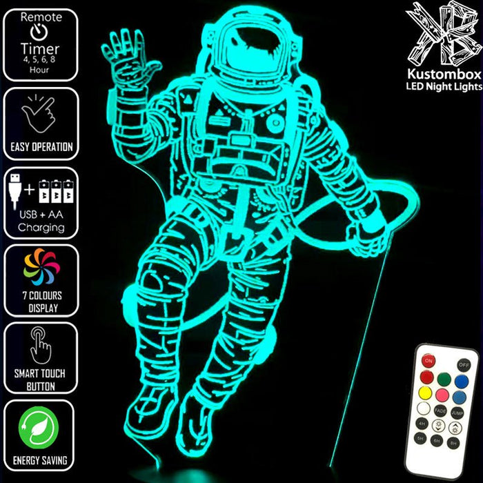 Astronaut Space Man LED Night Light 7 Colours + Remote Control - Kustombox