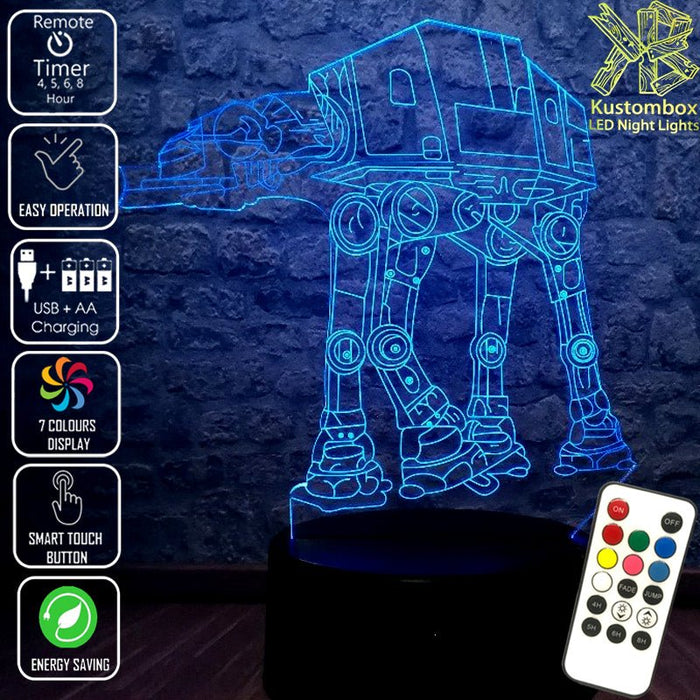 AT-AT Walker Star Wars - LED Night Light 7 Colours + Remote Control - Kustombox