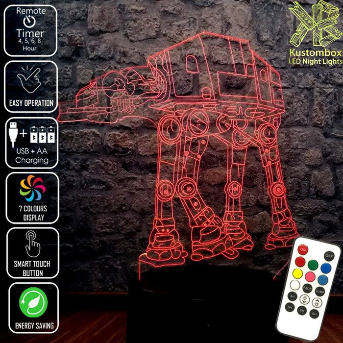 AT-AT Walker Star Wars - LED Night Light 7 Colours + Remote Control - Kustombox