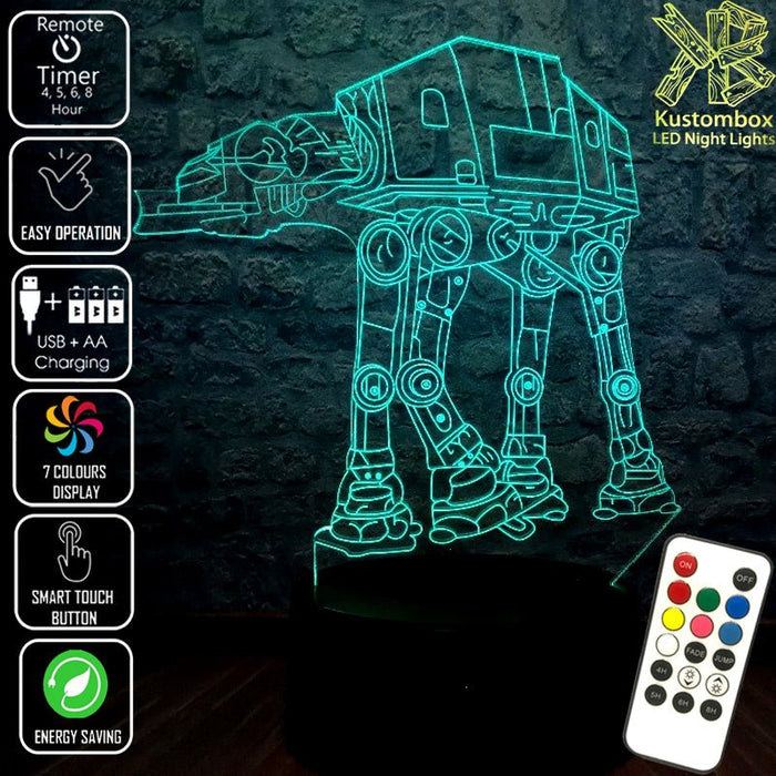 AT-AT Walker Star Wars - LED Night Light 7 Colours + Remote Control - Kustombox