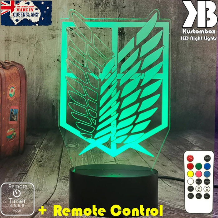 Attack on Titan Logo LED Night Light 7 Colours + Remote Control - Kustombox
