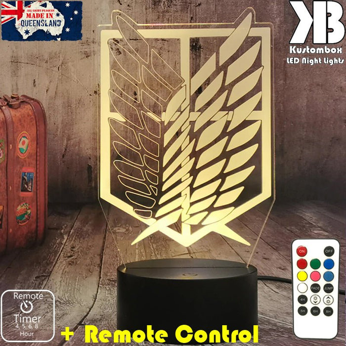 Attack on Titan Logo LED Night Light 7 Colours + Remote Control - Kustombox