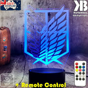 Attack on Titan Logo LED Night Light 7 Colours + Remote Control - Kustombox