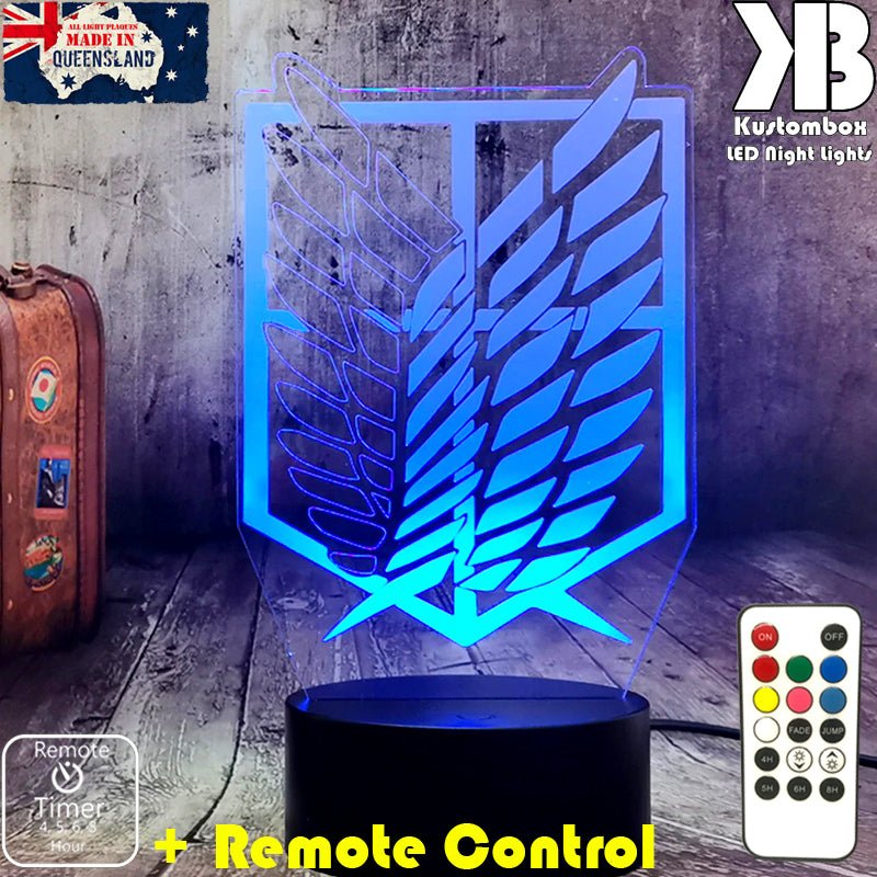 Attack on Titan Logo LED Night Light 7 Colours + Remote Control - Kustombox