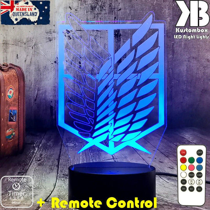 Attack on Titan Logo LED Night Light 7 Colours + Remote Control - Kustombox