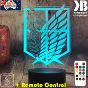 Attack on Titan Logo LED Night Light 7 Colours + Remote Control - Kustombox