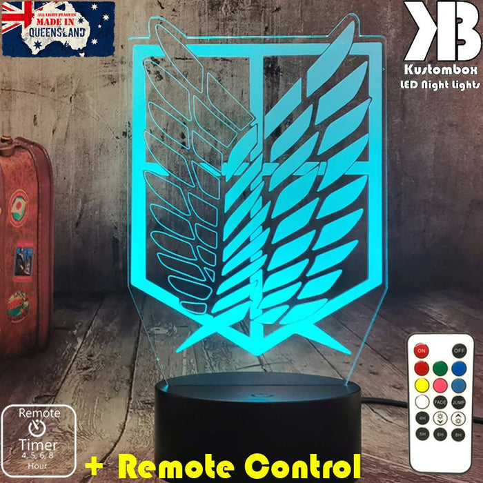 Attack on Titan Logo LED Night Light 7 Colours + Remote Control - Kustombox