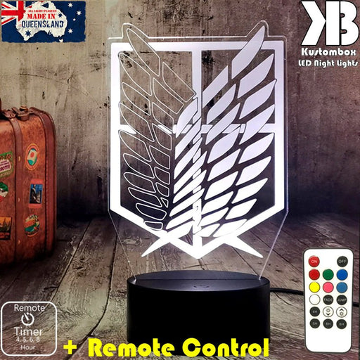 Attack on Titan Logo LED Night Light 7 Colours + Remote Control - Kustombox