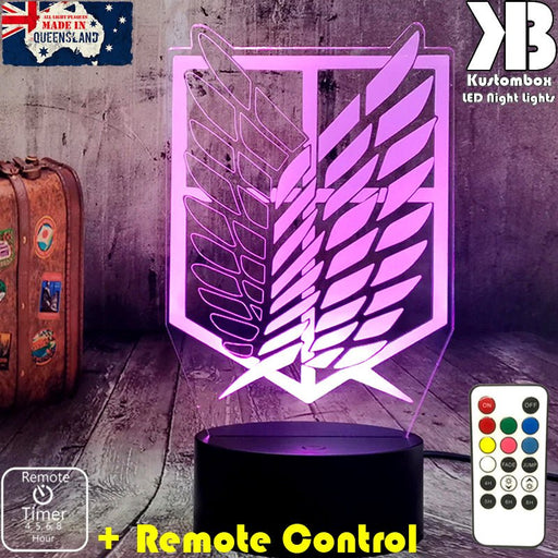 Attack on Titan Logo LED Night Light 7 Colours + Remote Control - Kustombox