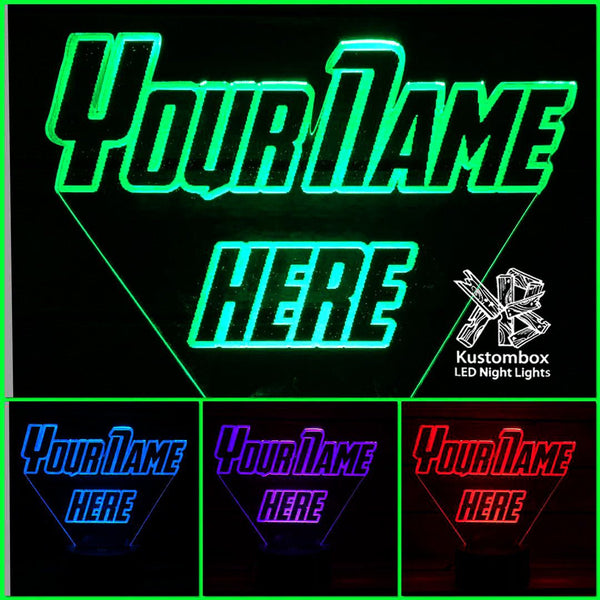 Avengers Font Personalised Name 3D LED Night Light 7 Colours + Remote Control - Kustombox