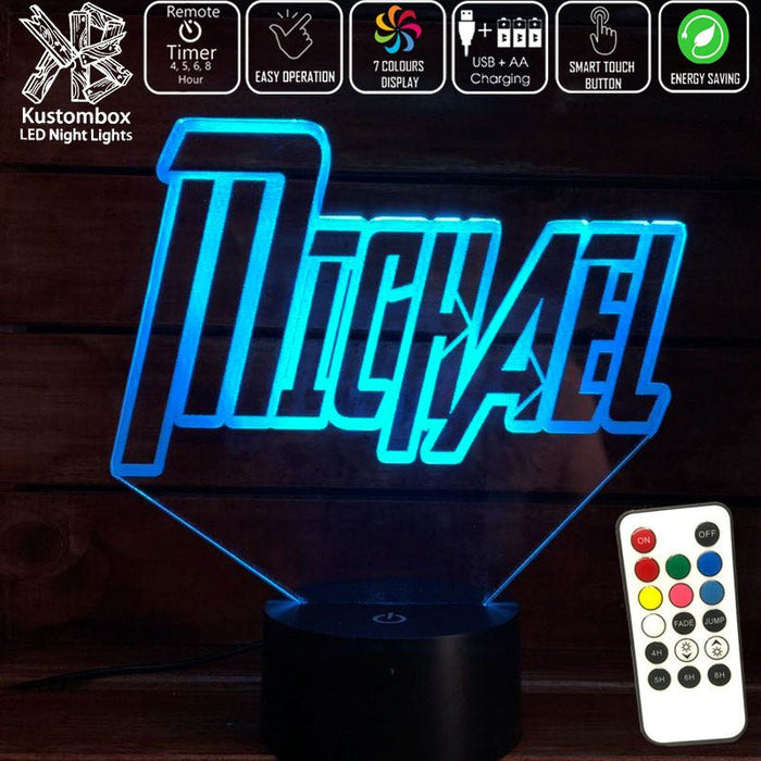 Avengers Font Personalised Name 3D LED Night Light 7 Colours + Remote Control - Kustombox