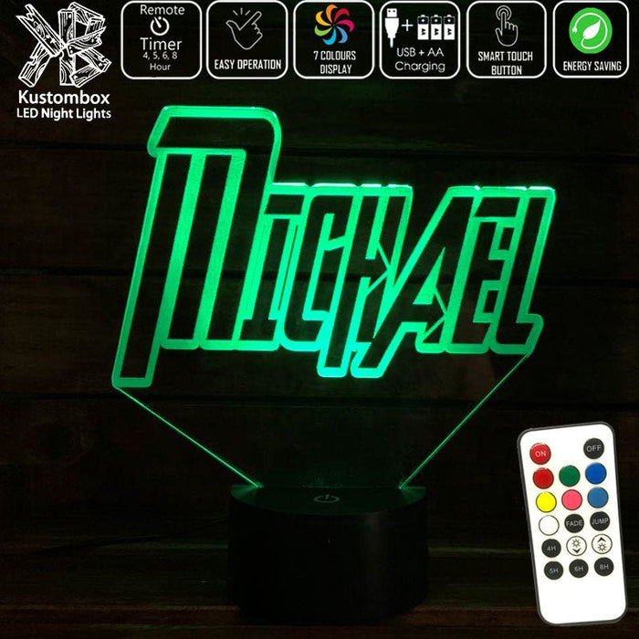 Avengers Font Personalised Name 3D LED Night Light 7 Colours + Remote Control - Kustombox