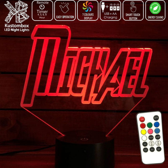 Avengers Font Personalised Name 3D LED Night Light 7 Colours + Remote Control - Kustombox