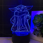 Baby Yoda Groku Star Wars - 3D LED Night Light 7 Colours + Remote Control - Kustombox