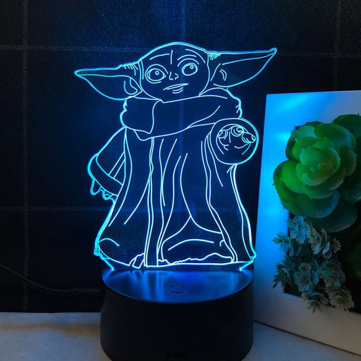 Baby Yoda Groku Star Wars - 3D LED Night Light 7 Colours + Remote Control - Kustombox