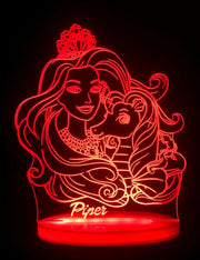 Barbie and Unicorn Personalised Name Light 3D LED Night Light 7 Colours + Remote Control - Kustombox