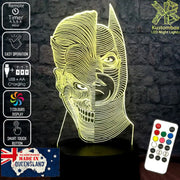 Batman and Joker half faces- LED Night Light 7 Colours + Remote Control - Kustombox
