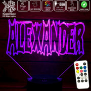 Batman Font Personalised Name 3D LED Night Light 7 Colours + Remote Control - Kustombox