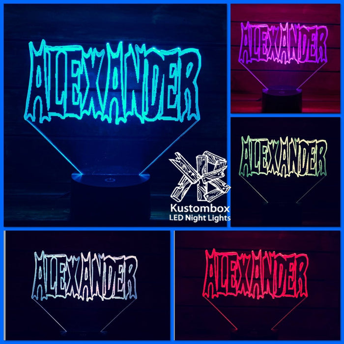 Batman Font Personalised Name 3D LED Night Light 7 Colours + Remote Control - Kustombox