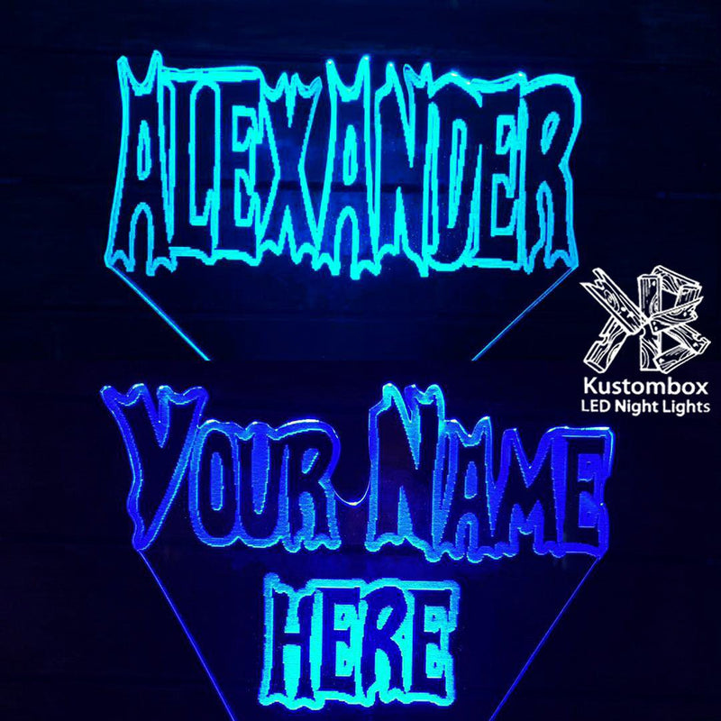 Batman Font Personalised Name 3D LED Night Light 7 Colours + Remote Control - Kustombox