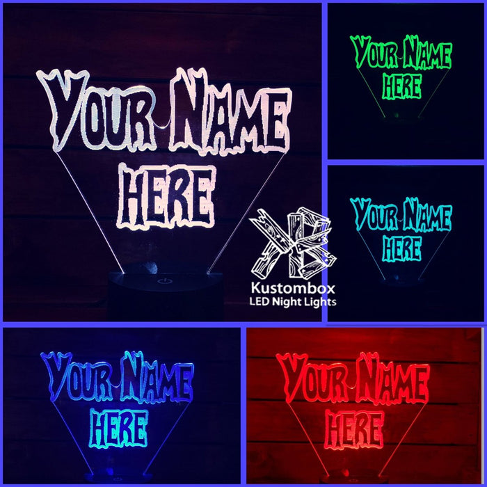 Batman Font Personalised Name 3D LED Night Light 7 Colours + Remote Control - Kustombox