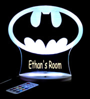 Batman Gotham Sky Light Logo Personalised Name Light 3D LED Night Light 7 Colours + Remote Control - Kustombox
