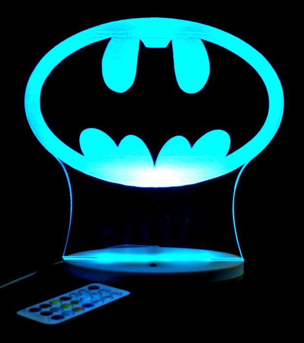 Batman Gotham Sky Light Logo Personalised Name Light 3D LED Night Light 7 Colours + Remote Control - Kustombox