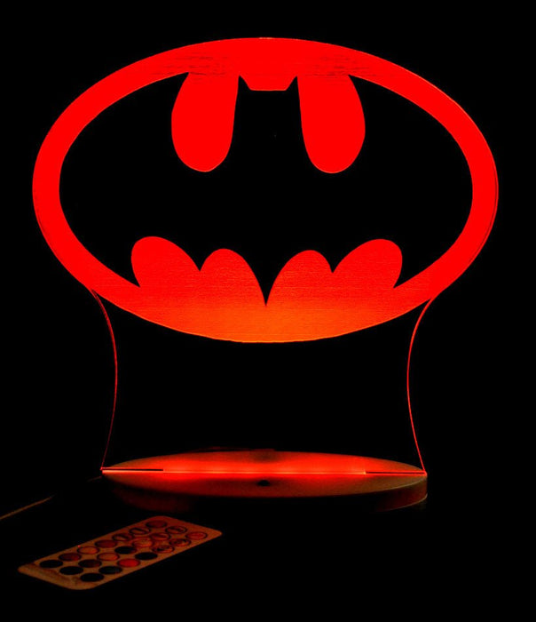 Batman Gotham Sky Light Logo Personalised Name Light 3D LED Night Light 7 Colours + Remote Control - Kustombox