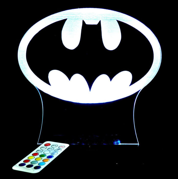 Batman Gotham Sky Light Logo Personalised Name Light 3D LED Night Light 7 Colours + Remote Control - Kustombox