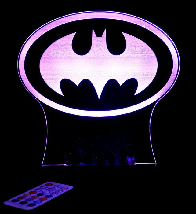 Batman Logo Gotham Sky Light Personalised Name Light 3D LED Night Light 7 Colours + Remote Control - Kustombox
