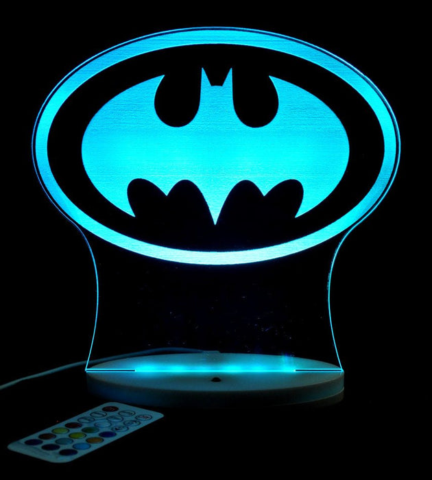 Batman Logo Gotham Sky Light Personalised Name Light 3D LED Night Light 7 Colours + Remote Control - Kustombox