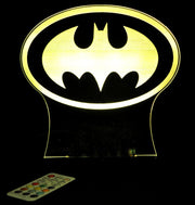 Batman Logo Gotham Sky Light Personalised Name Light 3D LED Night Light 7 Colours + Remote Control - Kustombox