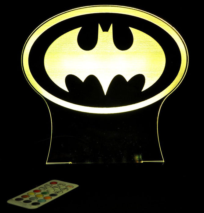 Batman Logo Gotham Sky Light Personalised Name Light 3D LED Night Light 7 Colours + Remote Control - Kustombox