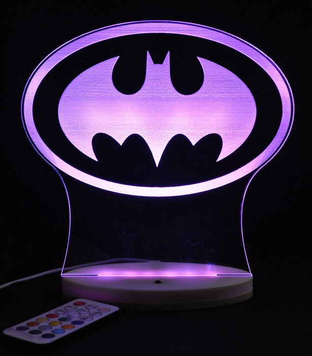 Batman Logo Gotham Sky Light Personalised Name Light 3D LED Night Light 7 Colours + Remote Control - Kustombox