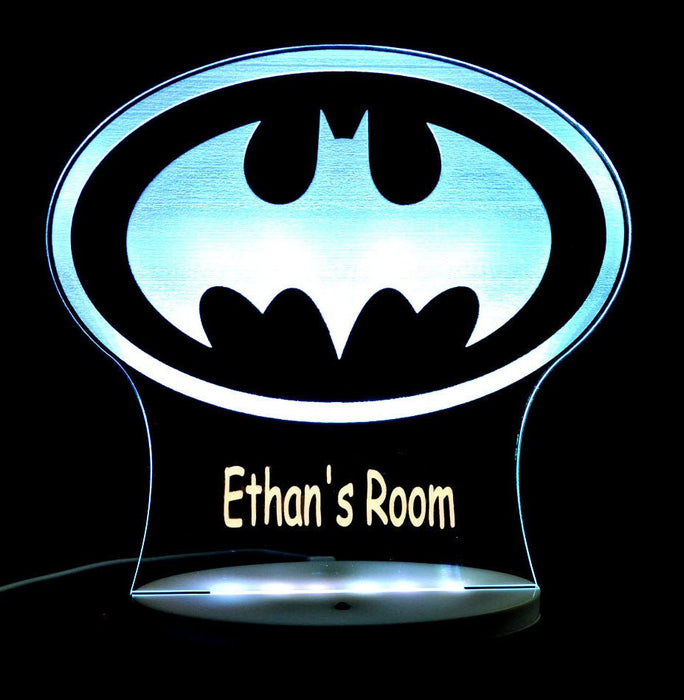 Batman Logo Gotham Sky Light Personalised Name Light 3D LED Night Light 7 Colours + Remote Control - Kustombox