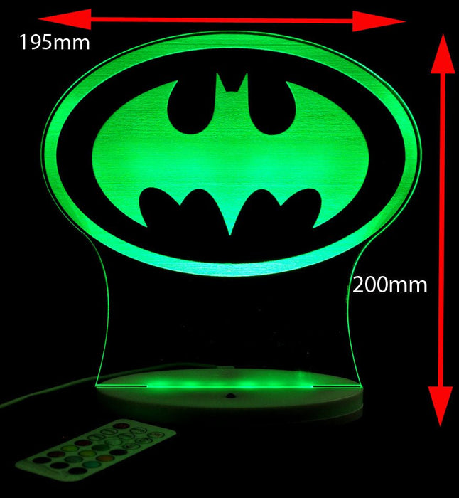 Batman Logo Gotham Sky Light Personalised Name Light 3D LED Night Light 7 Colours + Remote Control - Kustombox