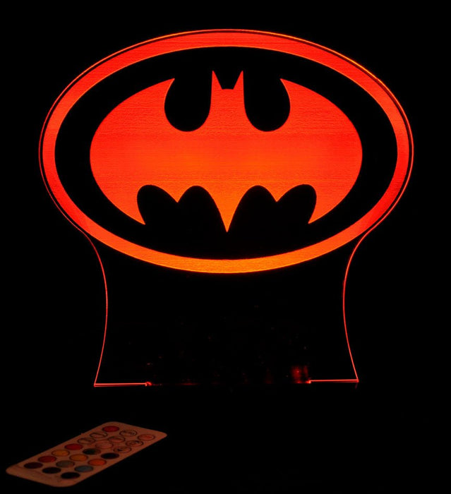 Batman Logo Gotham Sky Light Personalised Name Light 3D LED Night Light 7 Colours + Remote Control - Kustombox