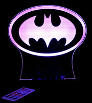 Batman Logo Gotham Sky Light Personalised Name Light 3D LED Night Light 7 Colours + Remote Control - Kustombox